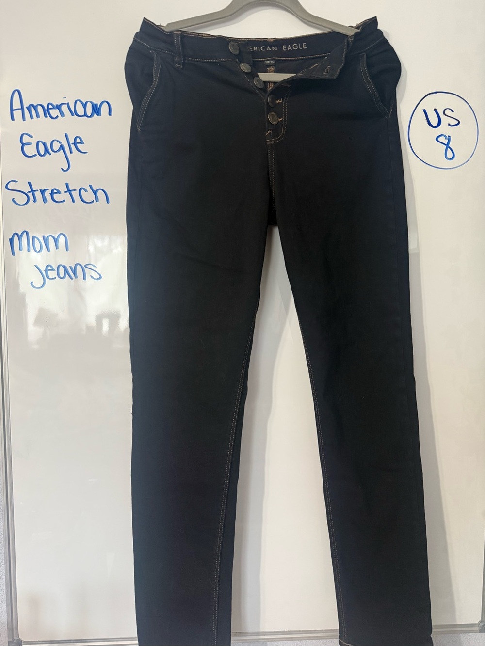 American Eagle Outfitters Black Stretch Mom Jeans
